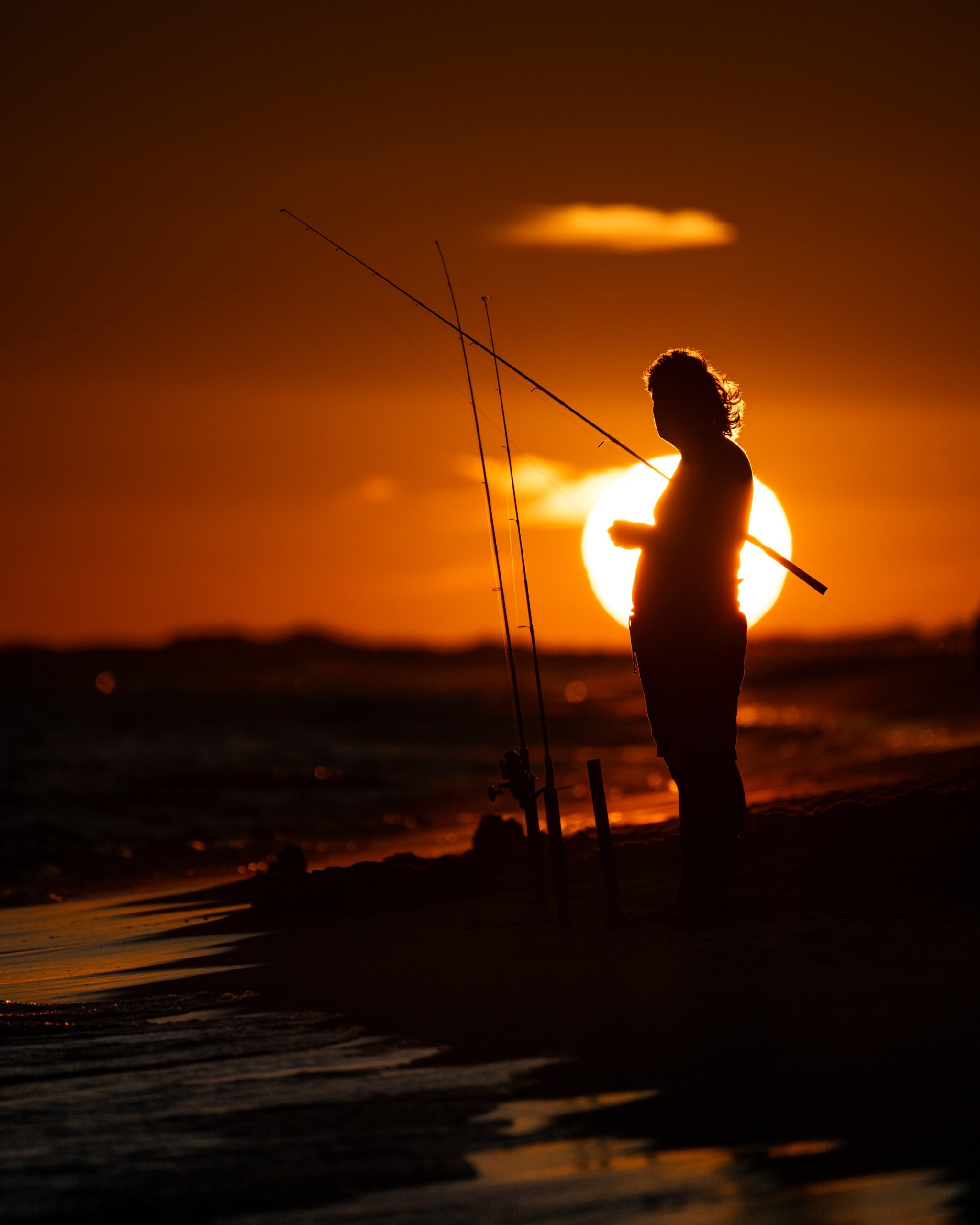 2nd Place, Open People in Nature, Brent Eanes, Surf Fisherman Sunset, West End, Dauphin Island
